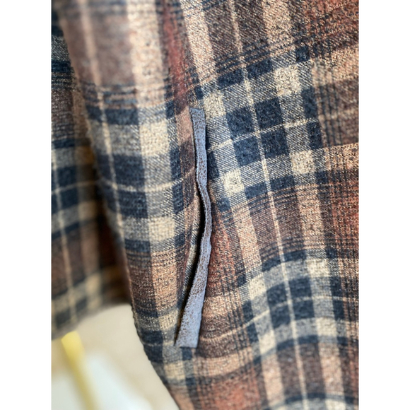 Jodifl Plaid Sherpa Lined Longline Vest Cardigan Cozy Quiet Luxury Brown Camel - Picture 4 of 8